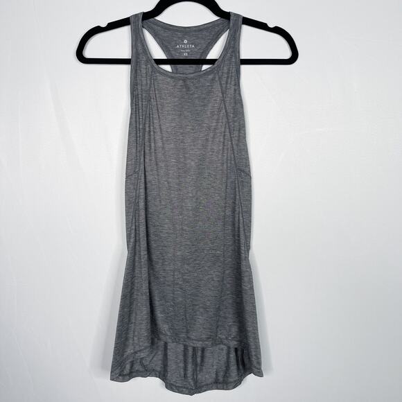 Athleta XSmall XS Luxe Studio Tank Top Gray Spacedye Keyhole Cutout Back Workout - Picture 1 of 9